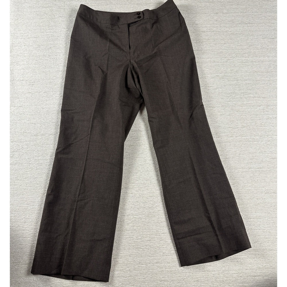 Old Money Wool Trousers Womens 16 Brown High Rise Straight Leg Quiet Luxury